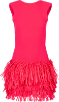 Rushes Fringe Knit Mini Dress - Deep Fushia