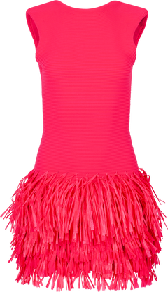 Rushes Fringe Knit Mini Dress - Deep Fushia