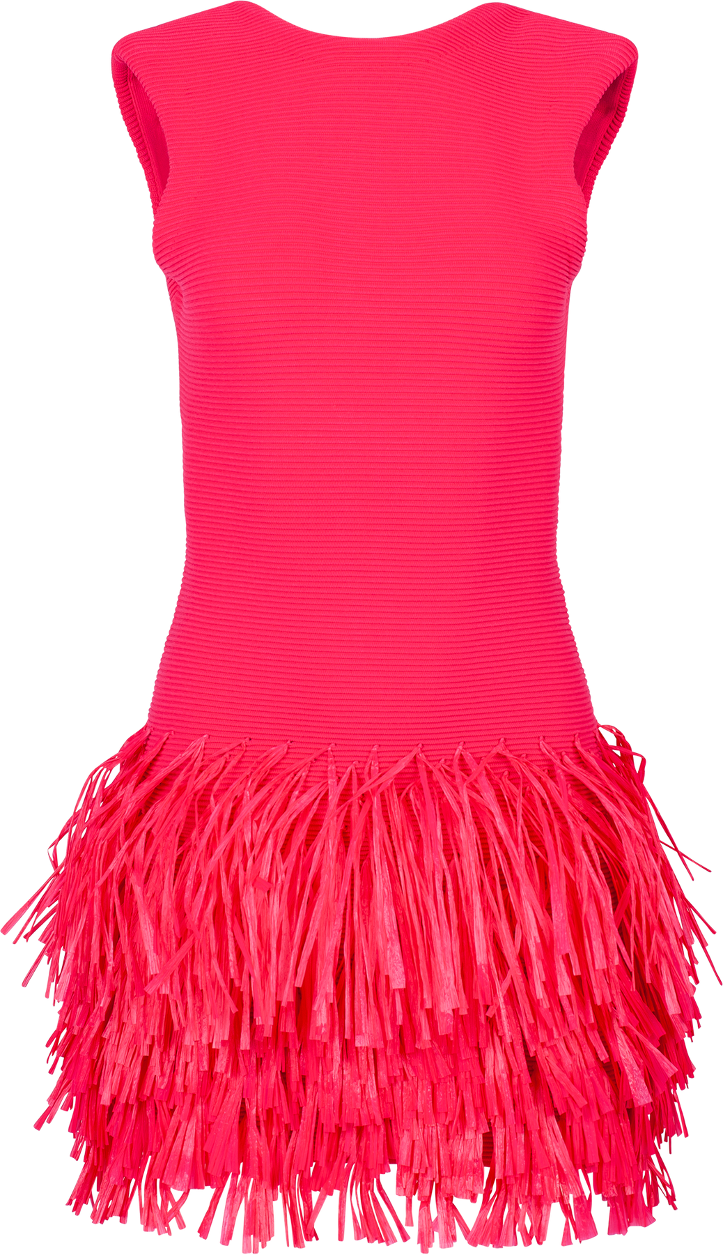 Rushes Fringe Knit Mini Dress - Deep Fushia