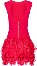Rushes Fringe Knit Mini Dress - Deep Fushia