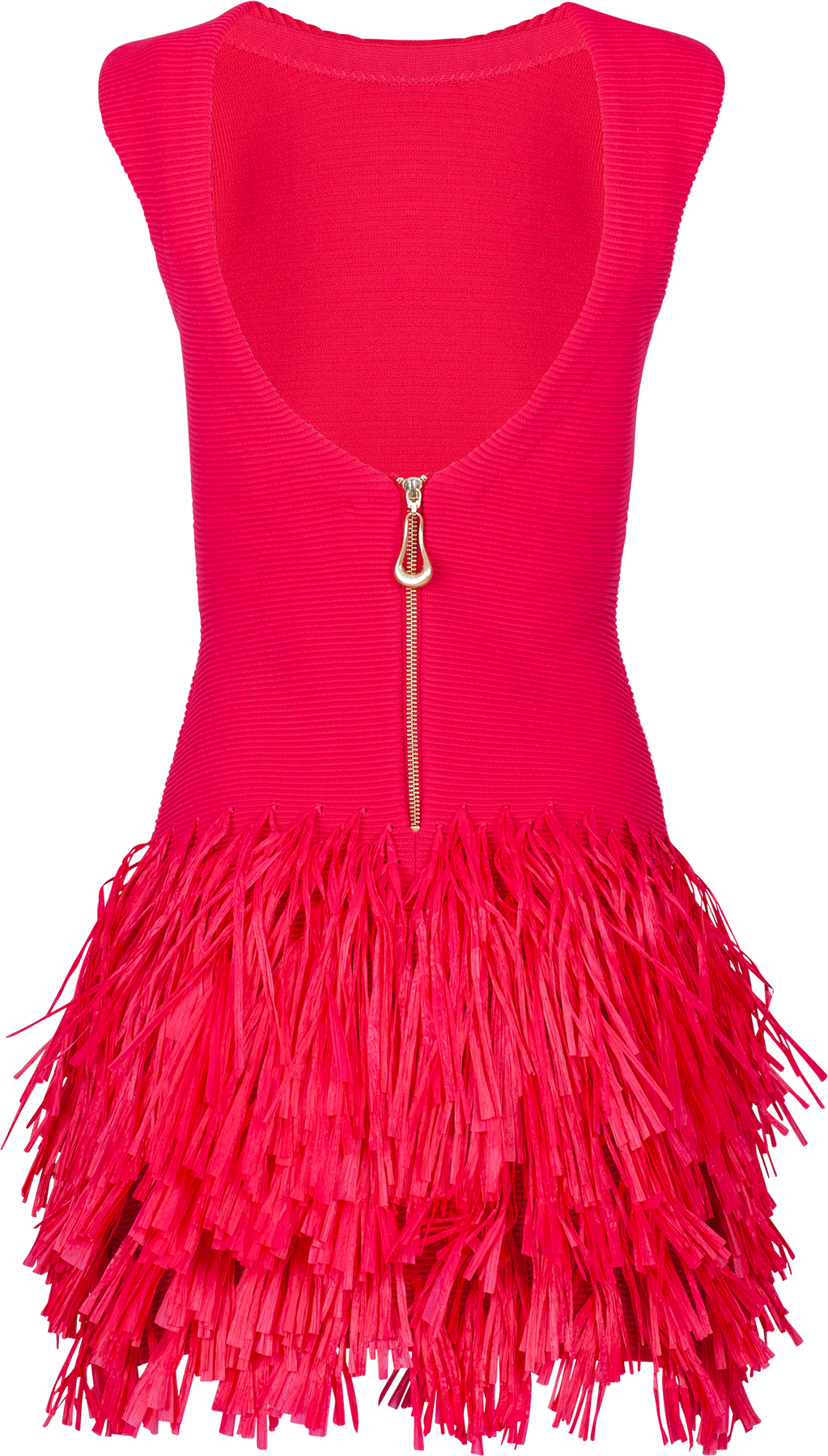 Rushes Fringe Knit Mini Dress - Deep Fushia