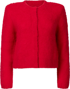 Hairy Knit Jacket - Red