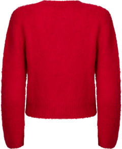 Hairy Knit Jacket - Red