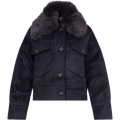 Charlie Jacket - Faux Fur - Wool Navy
