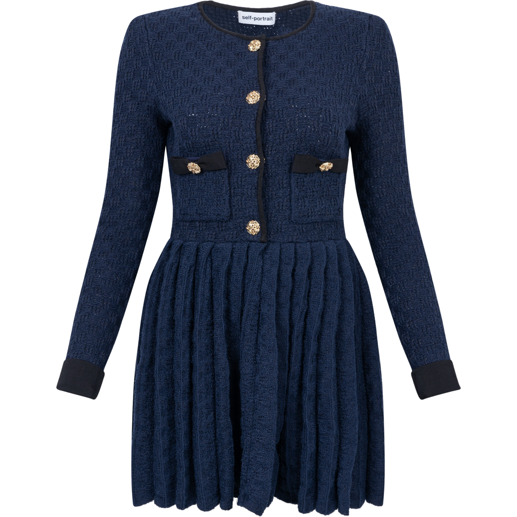 Weave Knit Mini Dress - Navy