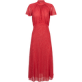 Rhinestone Mesh Midi Dress - Red