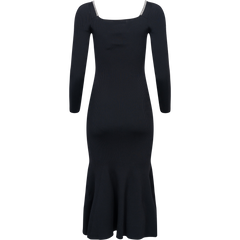 Knit Diamante Trim Midi Dress - Black
