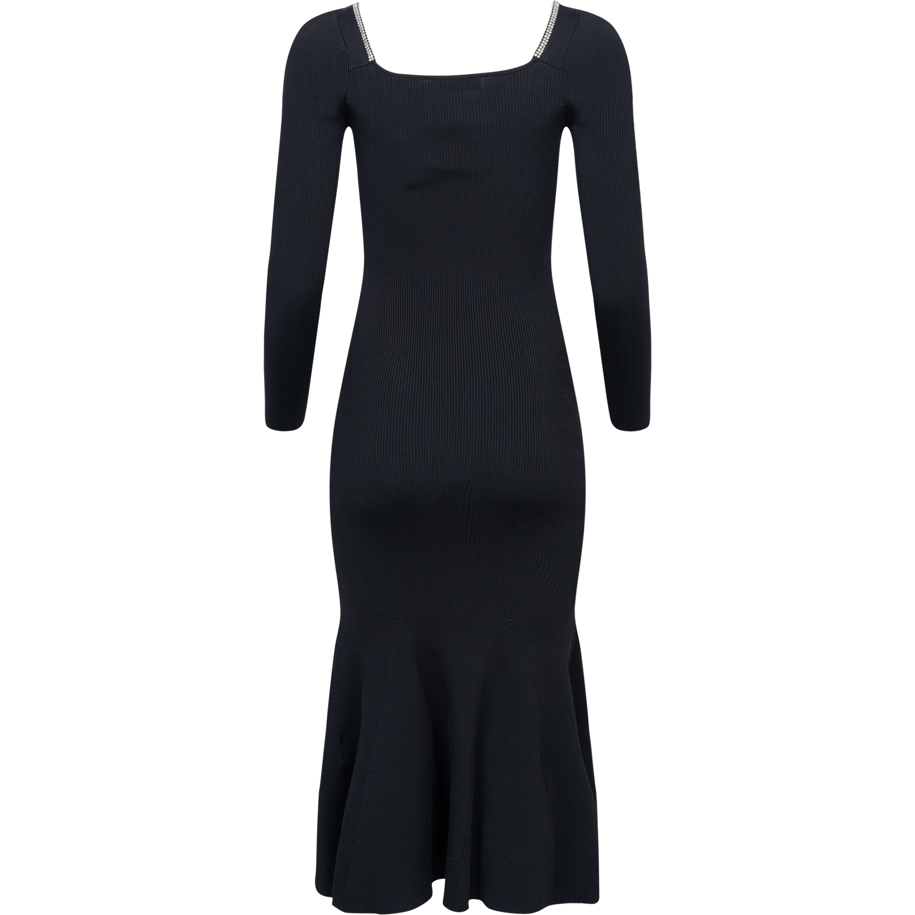 Knit Diamante Trim Midi Dress - Black