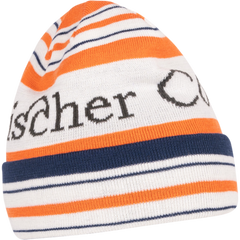 Knitting Beanie Merinowool - Orange/ Navy/ White