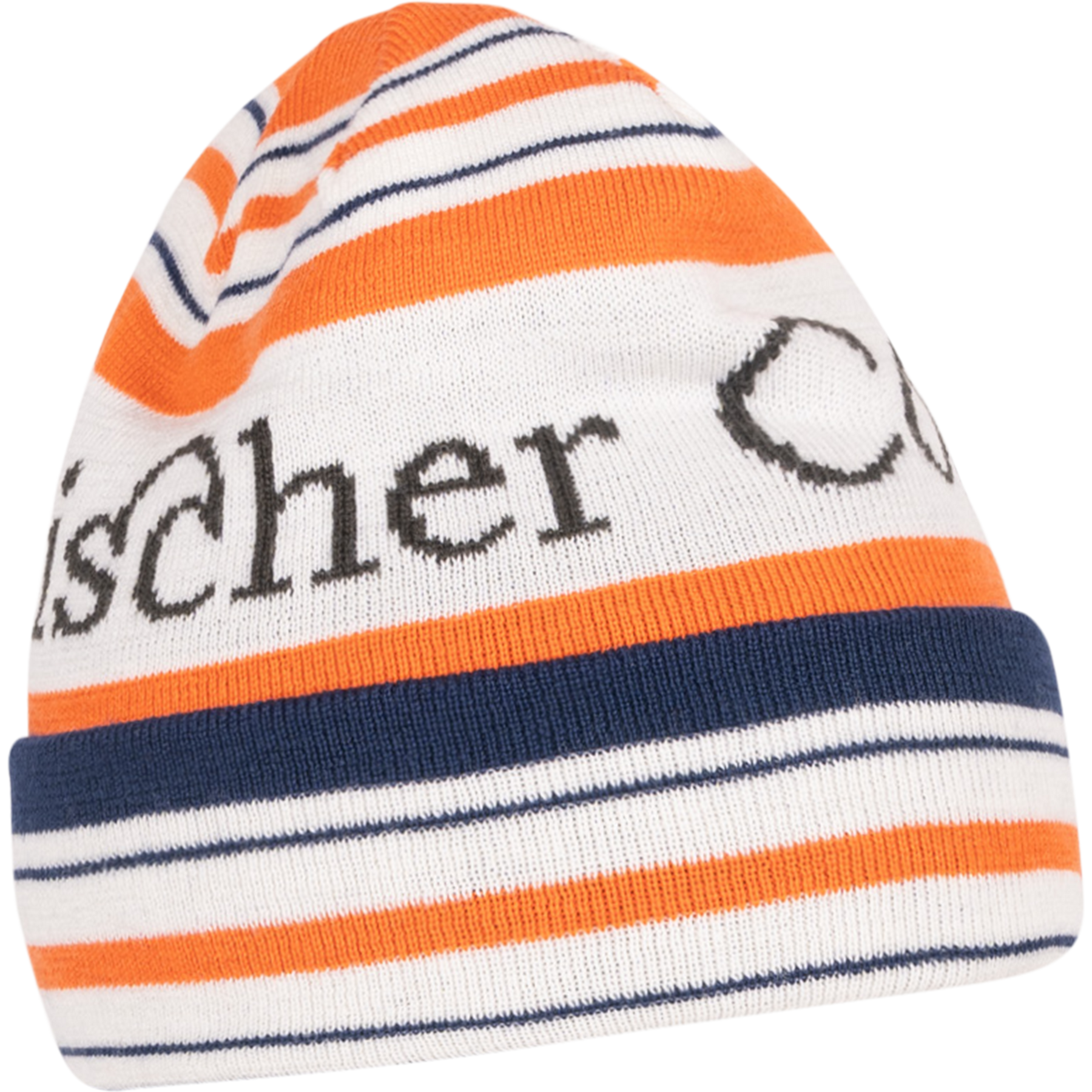 Knitting Beanie Merinowool - Orange/ Navy/ White