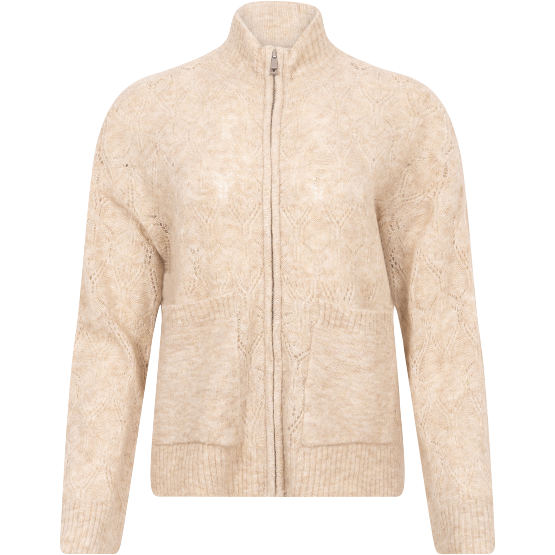 Lessine Hope Zip Cardigan - Oatmeal Melange