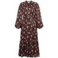Crépe Satin Midi Dress - Flower Petals