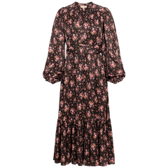 Crépe Satin Midi Dress - Flower Petals