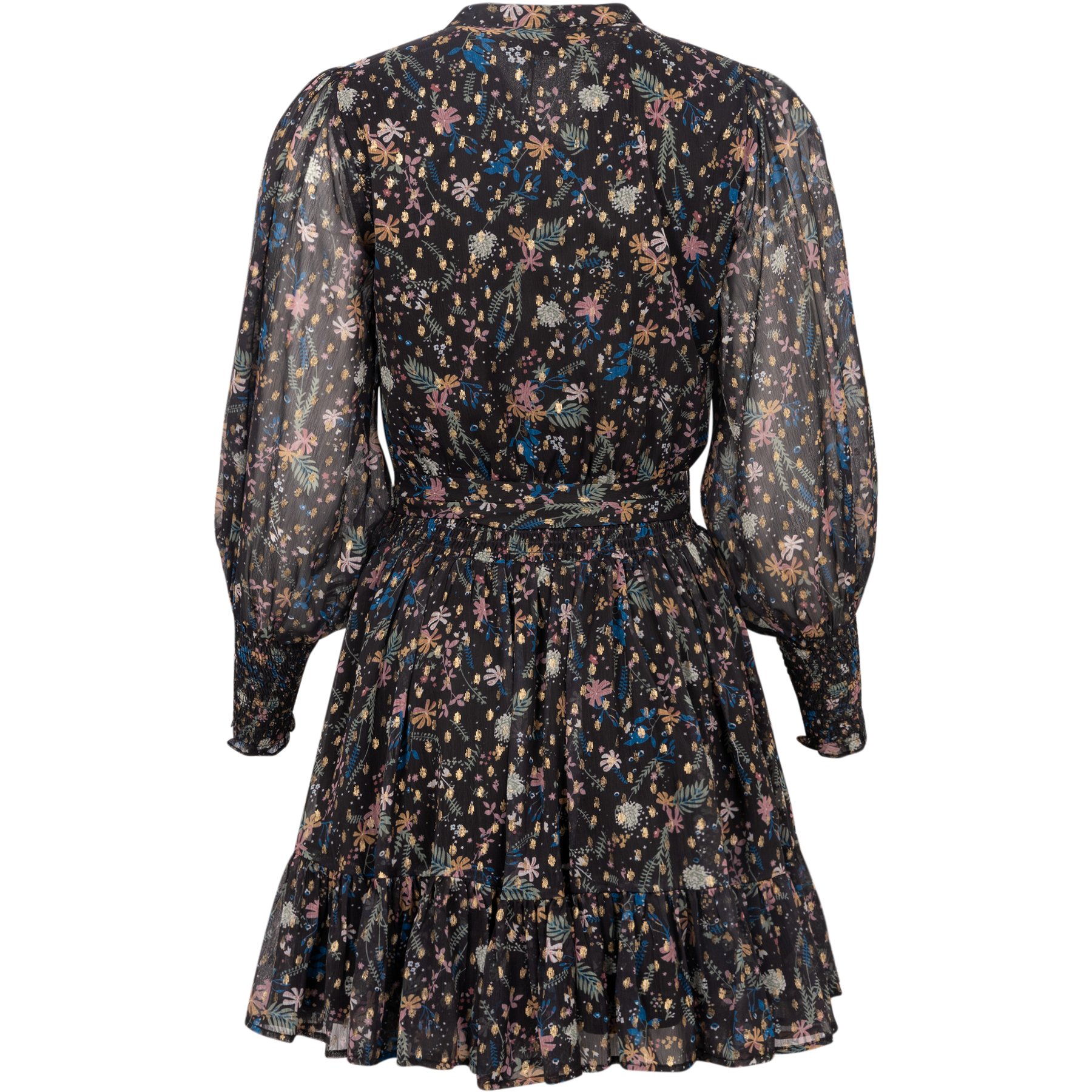 Gertrude Gold Botanical Dress - Black