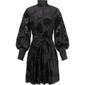 Saga Velvet Flower Dress - Black