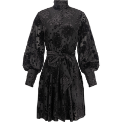 Saga Velvet Flower Dress - Black