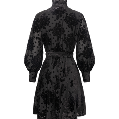 Saga Velvet Flower Dress - Black