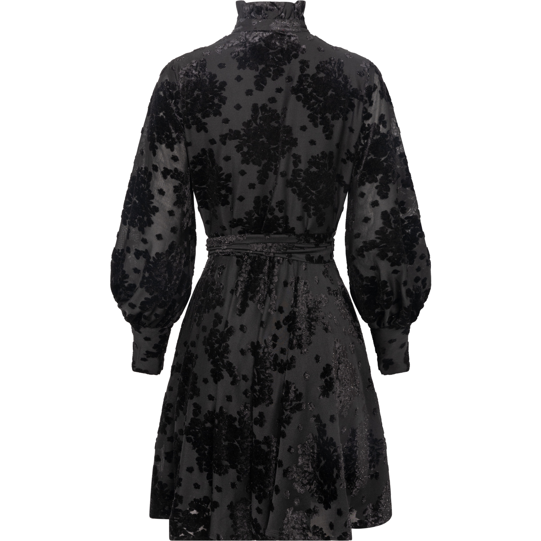 Saga Velvet Flower Dress - Black