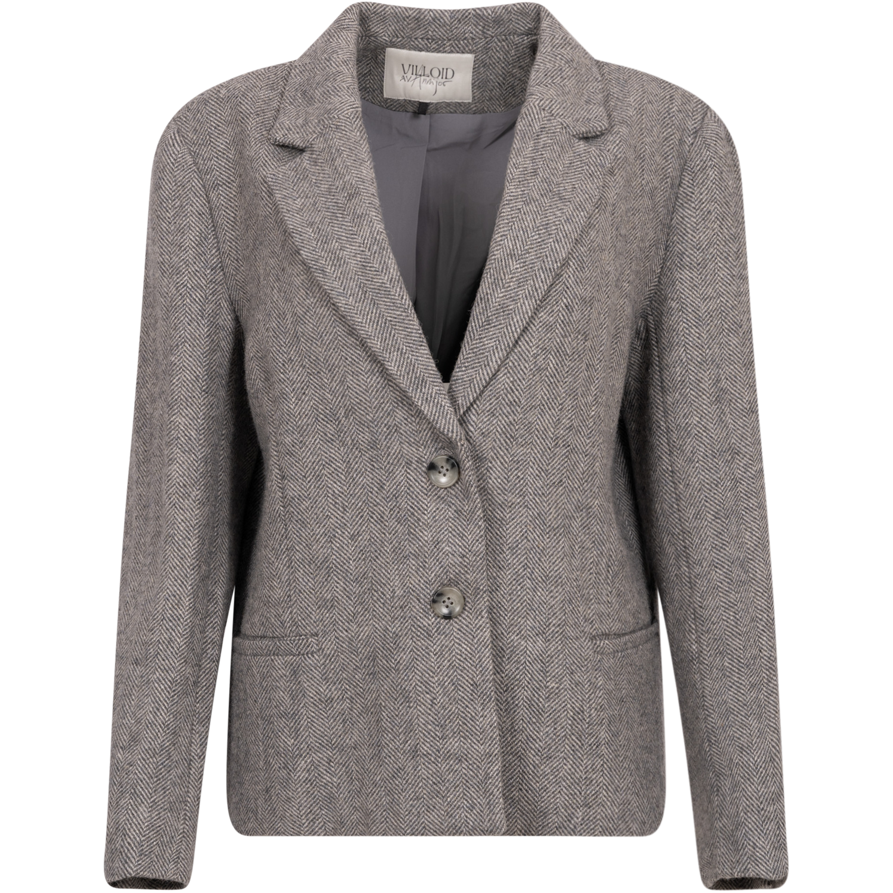 Mya Herringbone Blazer - Light Grey