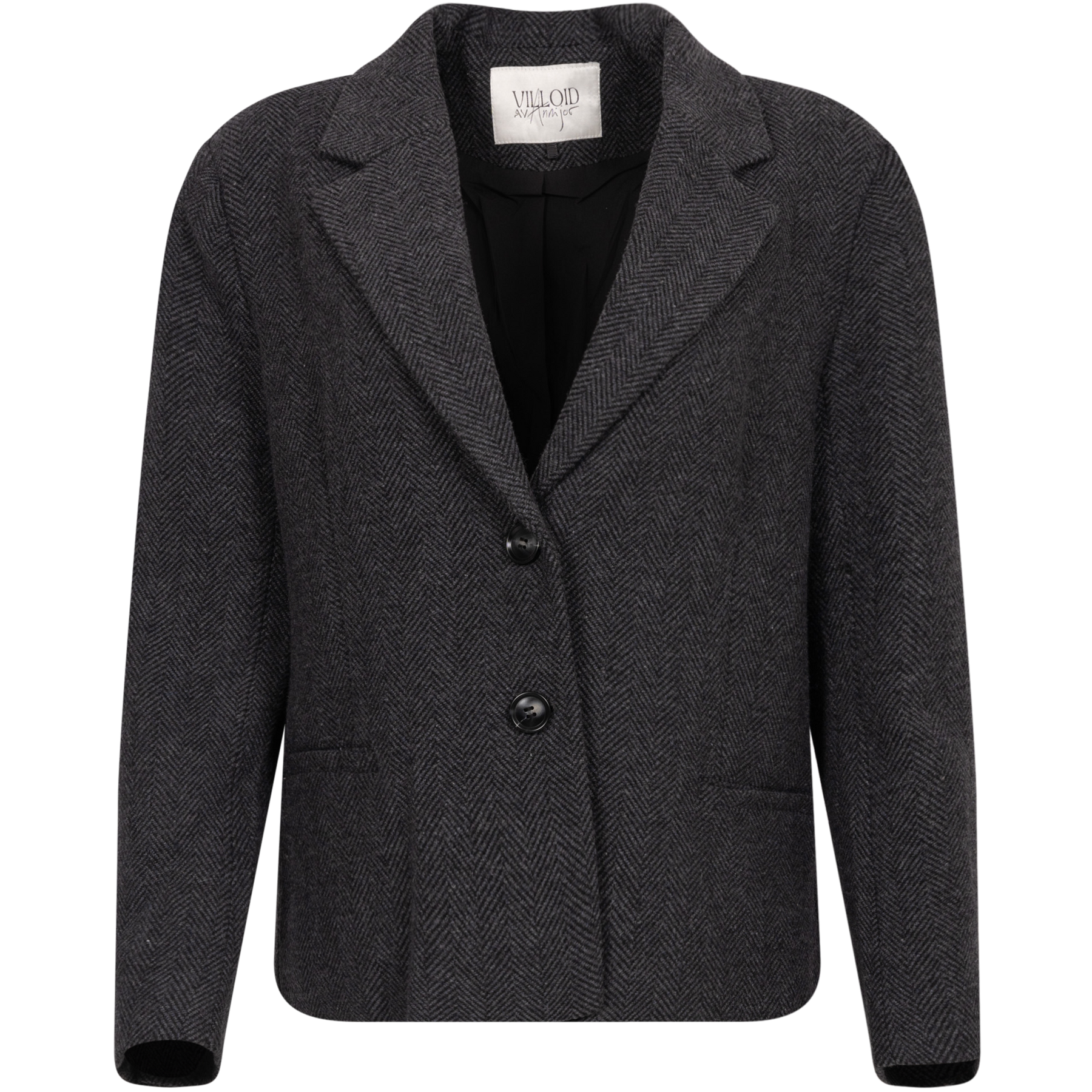 Mya Herringbone Blazer - Black