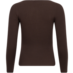 Corine Knit Ls Top - Brown