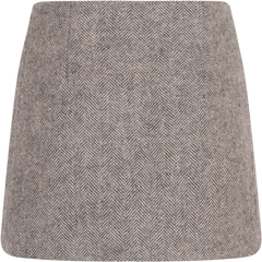 Lea Herringbone Mini Skirt - Light Grey