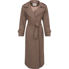Edith Herringbone Coat - Brown