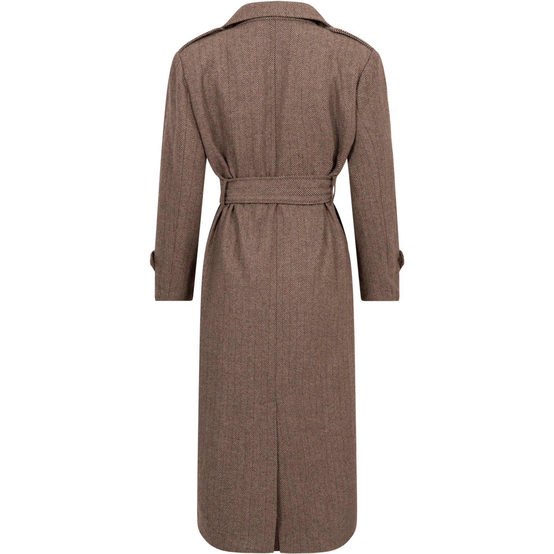 Edith Herringbone Coat - Brown