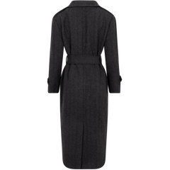 Edith Herringbone Coat - Black