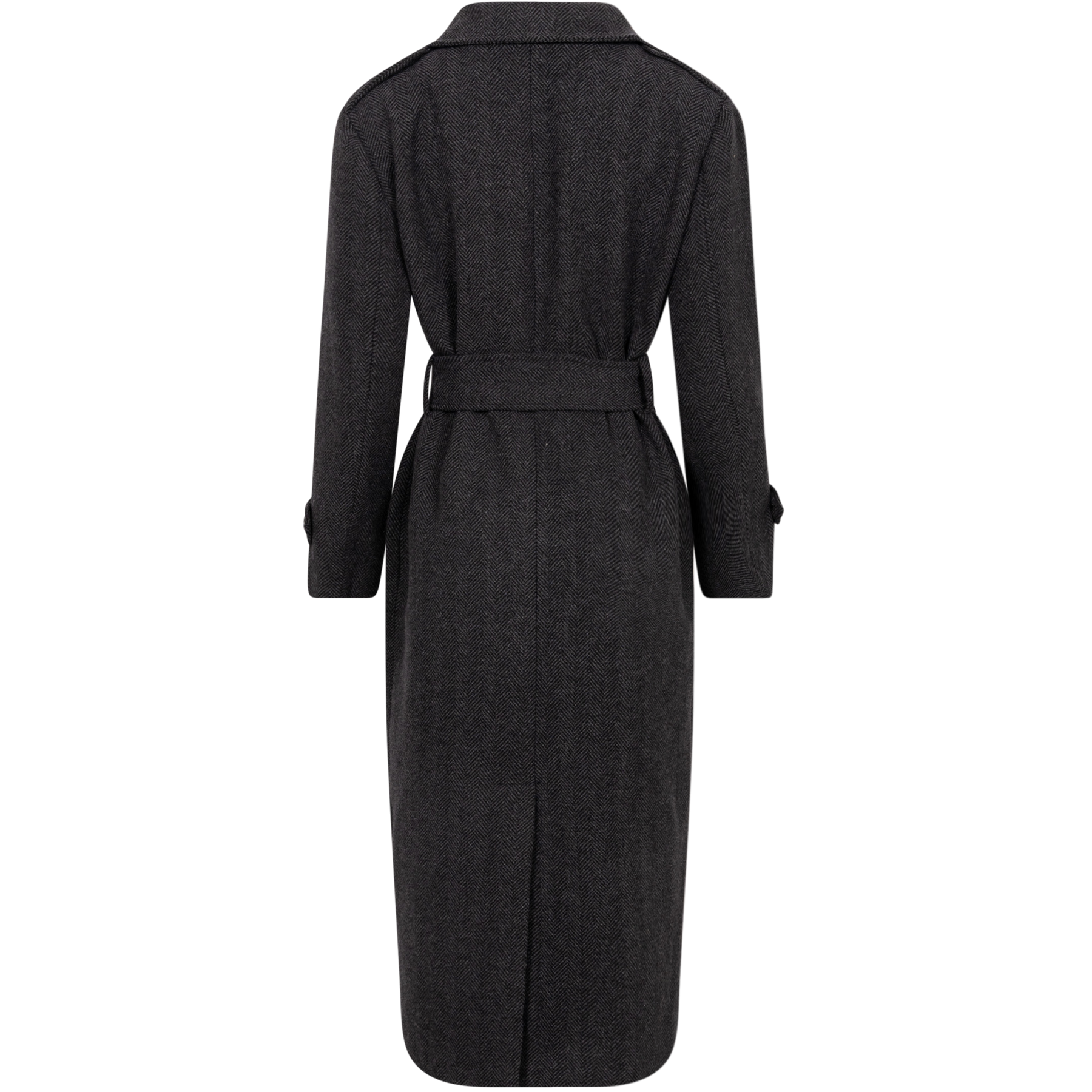 Edith Herringbone Coat - Black
