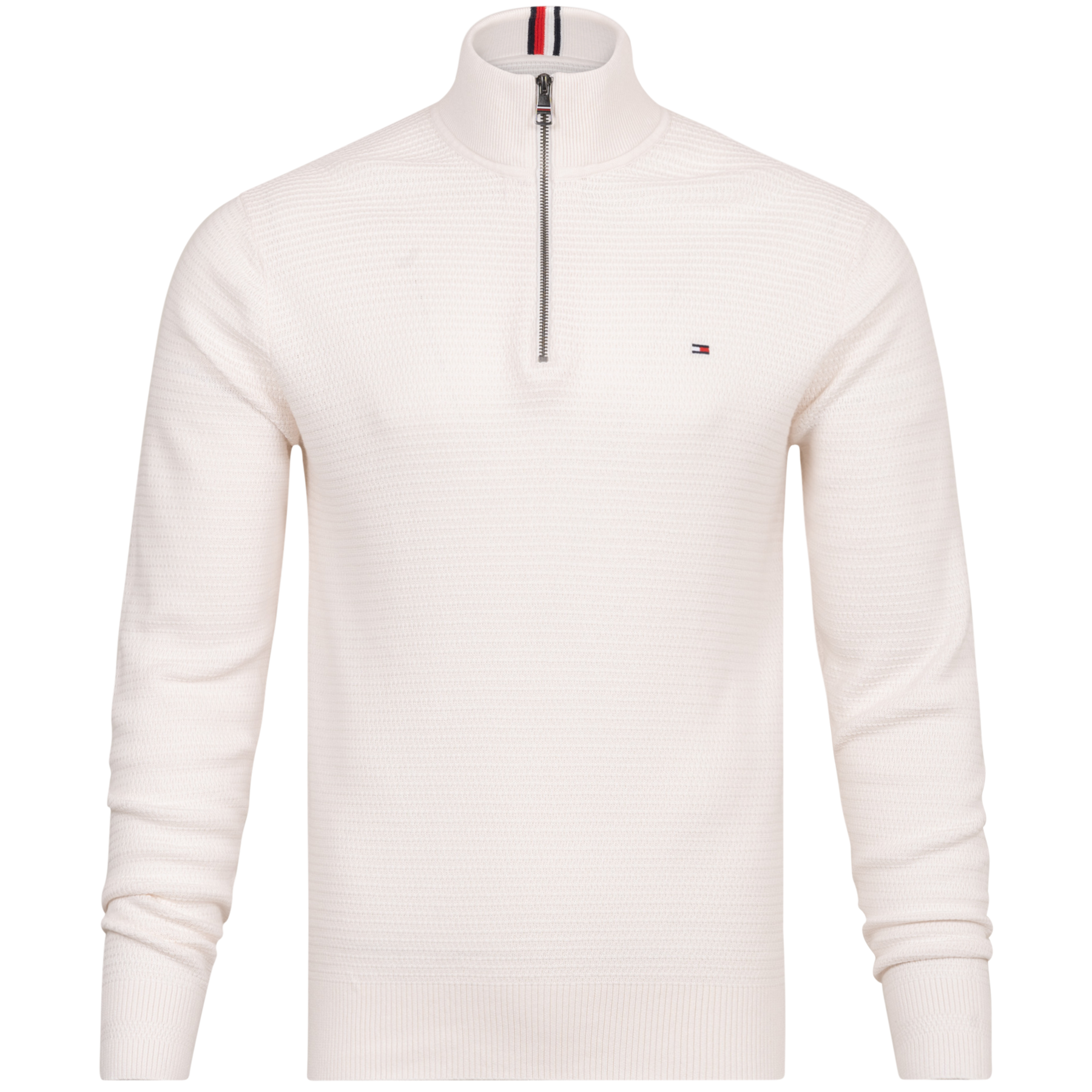 Interlaced Structure Zip Mock - Weathered White