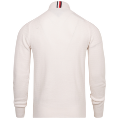 Interlaced Structure Zip Mock - Weathered White