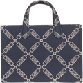 Gigi Small Empire Logo Jacquard Messenger Bag - Navy/Multi
