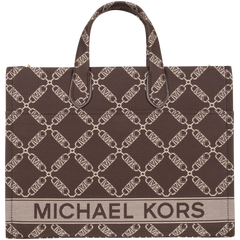 Gigi Large Empire Logo Jacquard Tote Bag - Choc/Multi