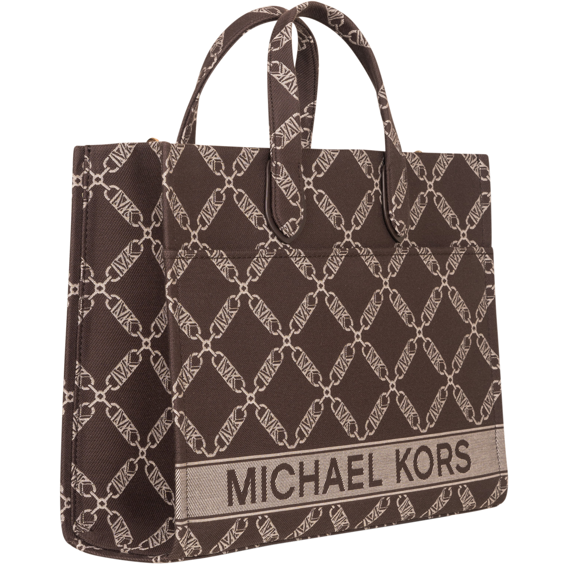 Gigi Large Empire Logo Jacquard Tote Bag - Choc/Multi
