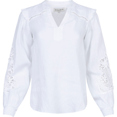 Reese Solid Linen Top - White