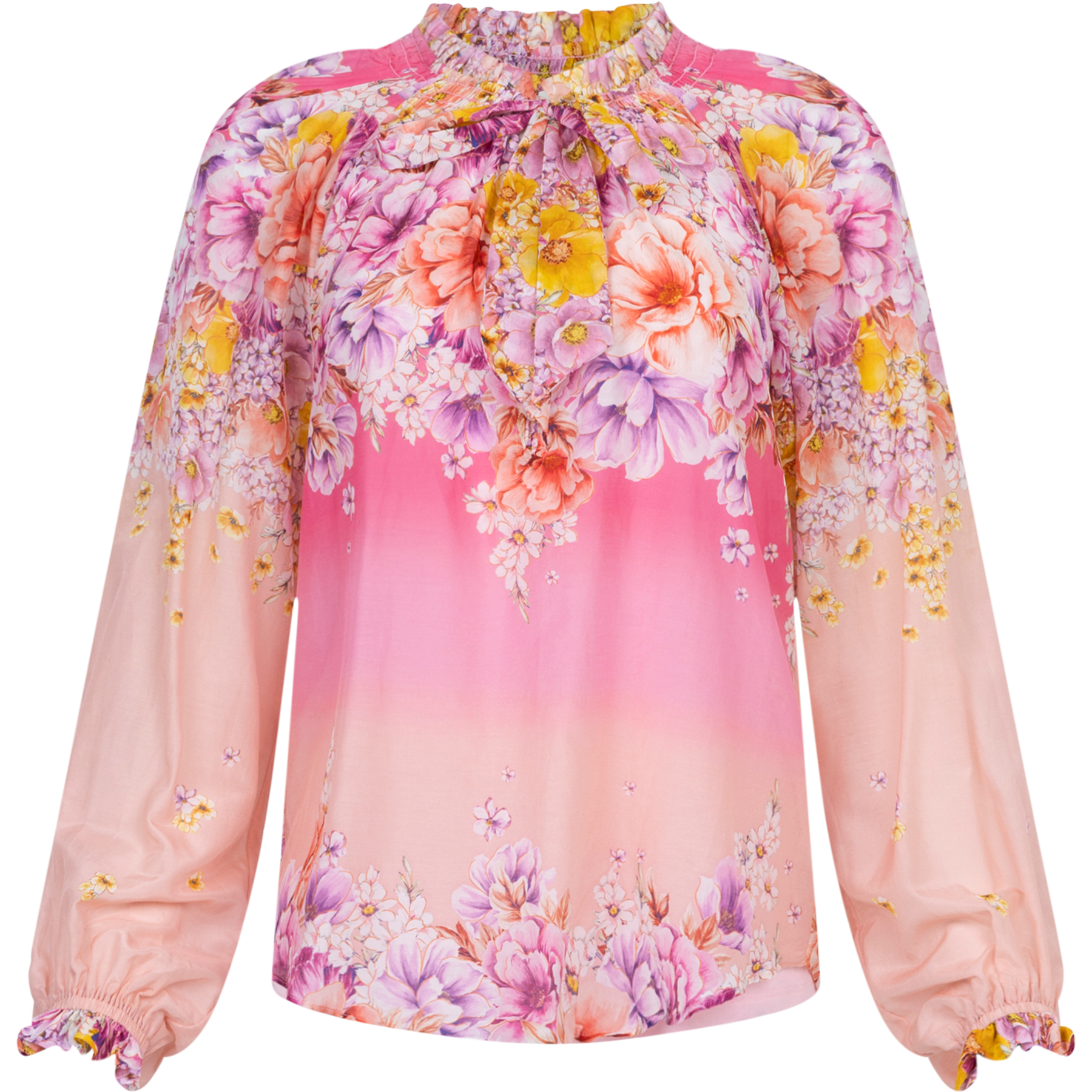 Arianna Top Print Silk-Cotton - Pink