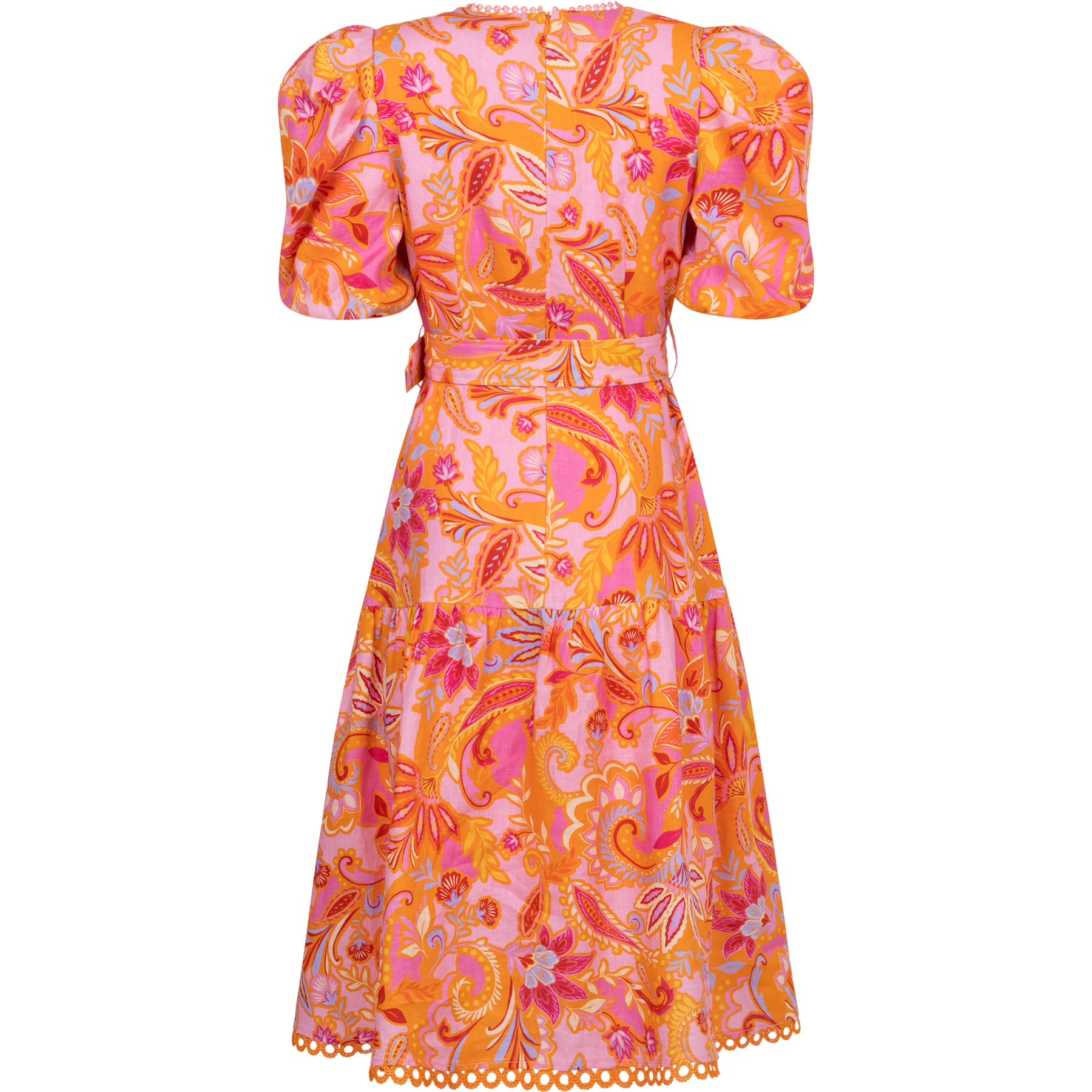 Mary Linen Dress W Belt - Pink