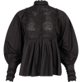 Décorated Poplin Blouse - Black
