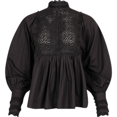 Décorated Poplin Blouse - Black