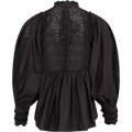 Décorated Poplin Blouse - Black