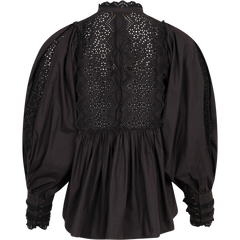 Décorated Poplin Blouse - Black