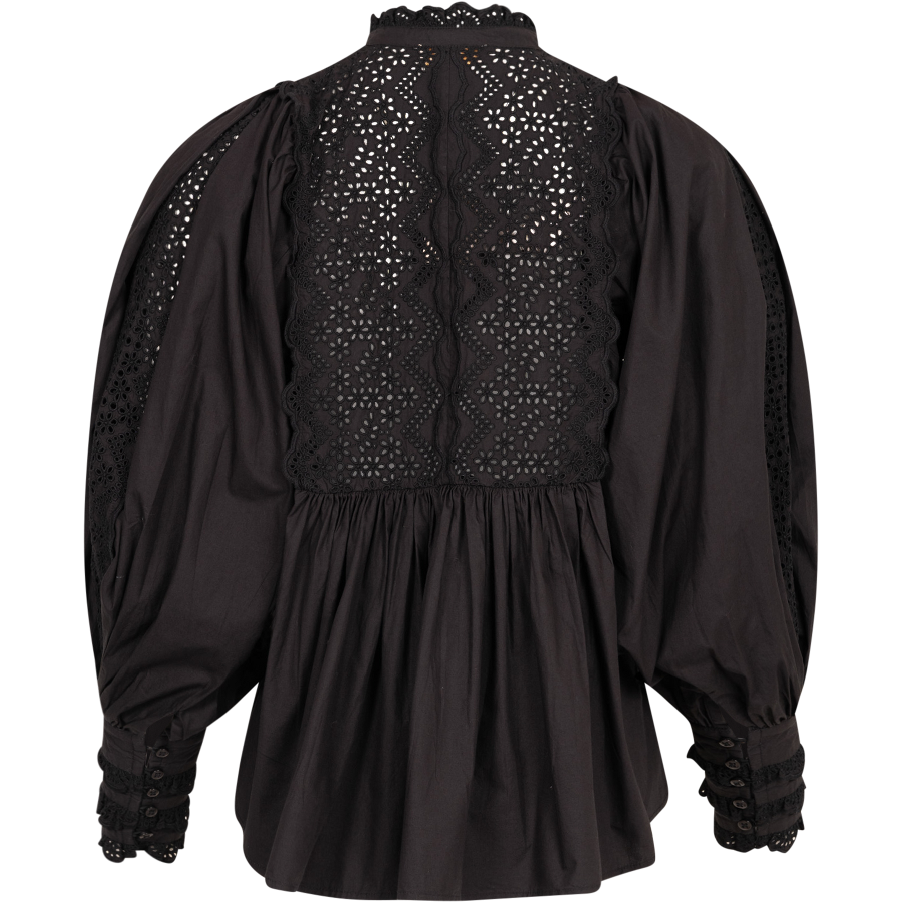 Décorated Poplin Blouse - Black