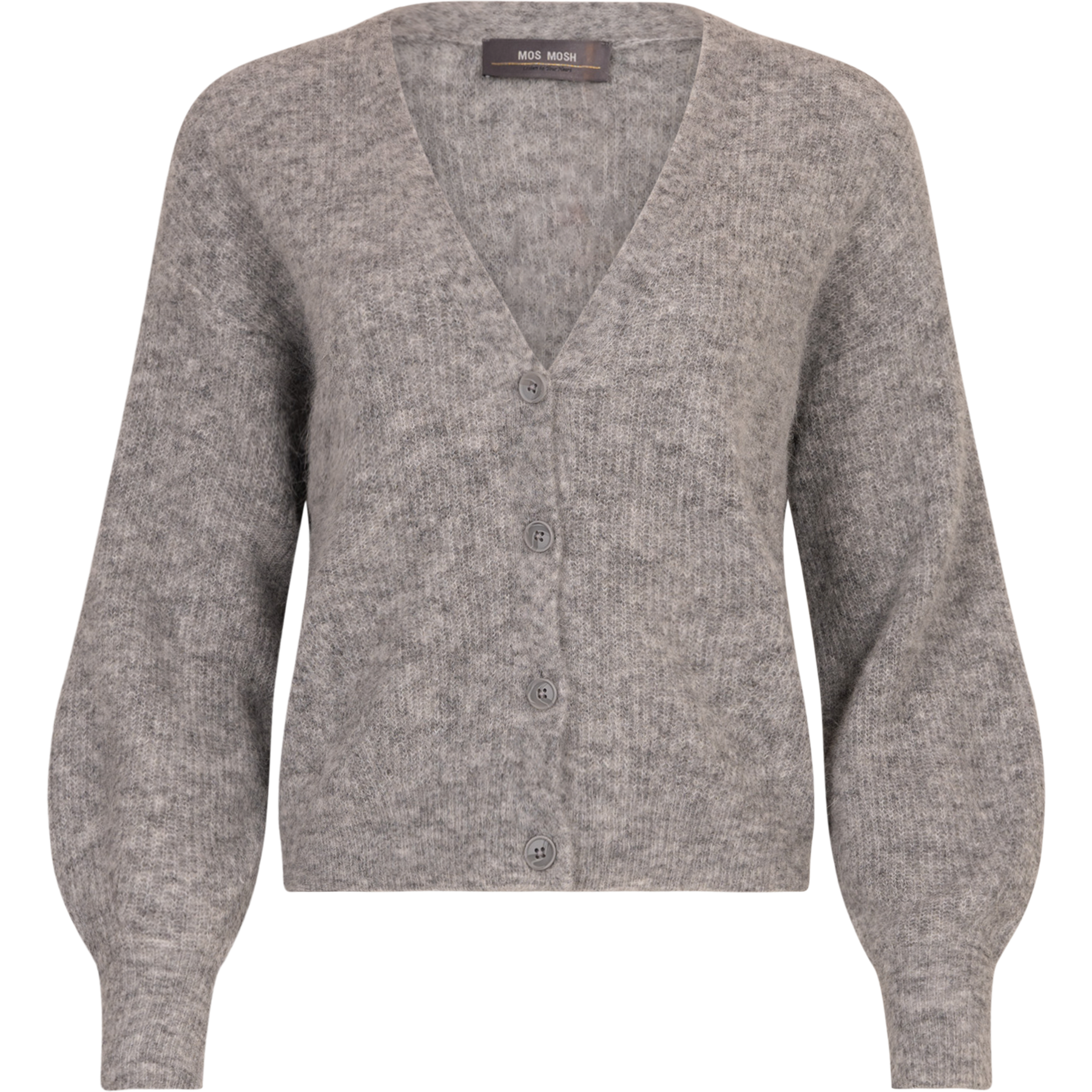 Thora V-Neck Knit Cardigan - Grey Melange
