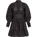 Décorated Poplin Mini Dress - Black