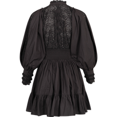 Décorated Poplin Mini Dress - Black