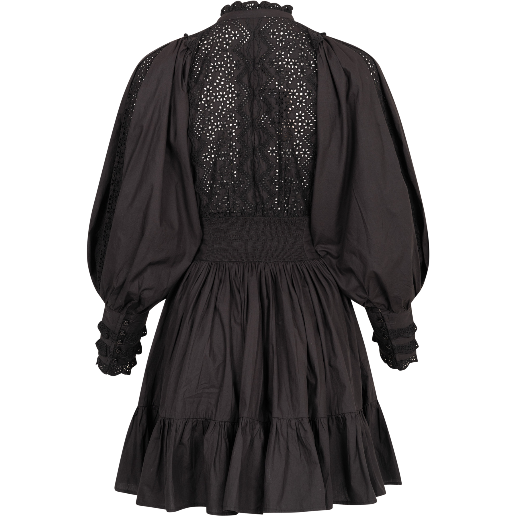 Décorated Poplin Mini Dress - Black
