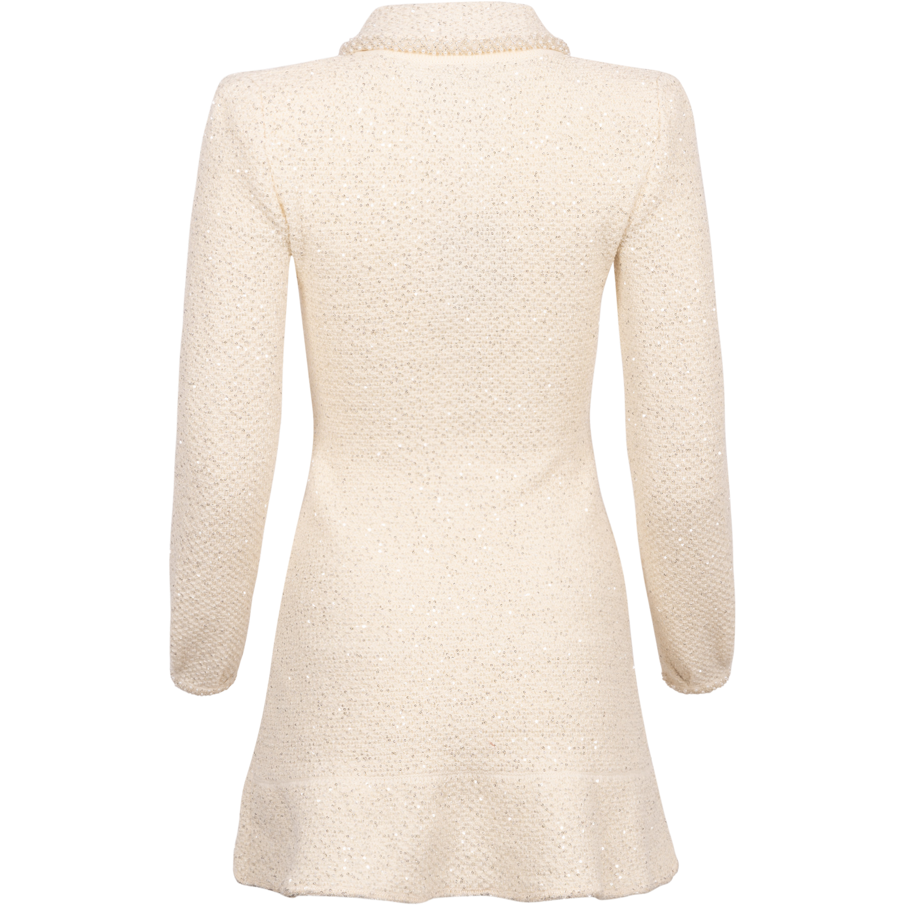 Sequin Knit Pearl Mini Dress - Cream