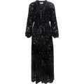 Lina Velvet Burnout Long Dress - Black