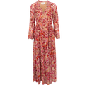Lina Velvet Burnout Long Dress - Pink